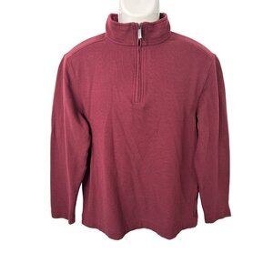 Van Heusen Men's Quarter-Zip Pullover Sweater Maroon Ribbed Knit‎ Size Medium
